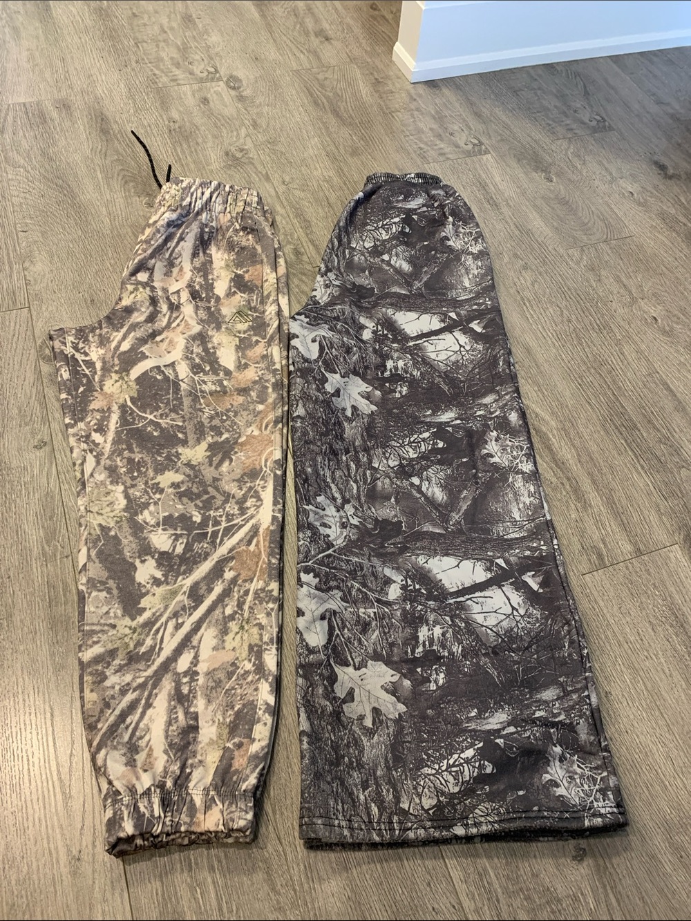 2Pairs Boys Camo Elastic-Waist Hunting Pants - Gray & Tan sz M